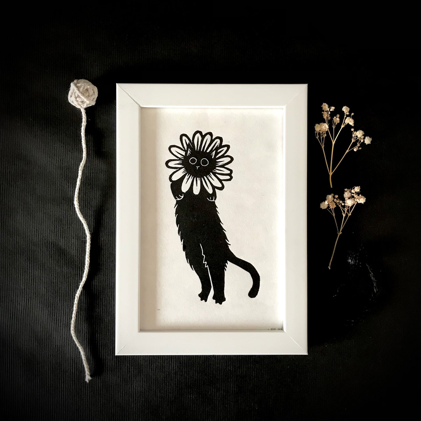 Original Handprinted ‘Cats In Hats’ Lino Art Prints