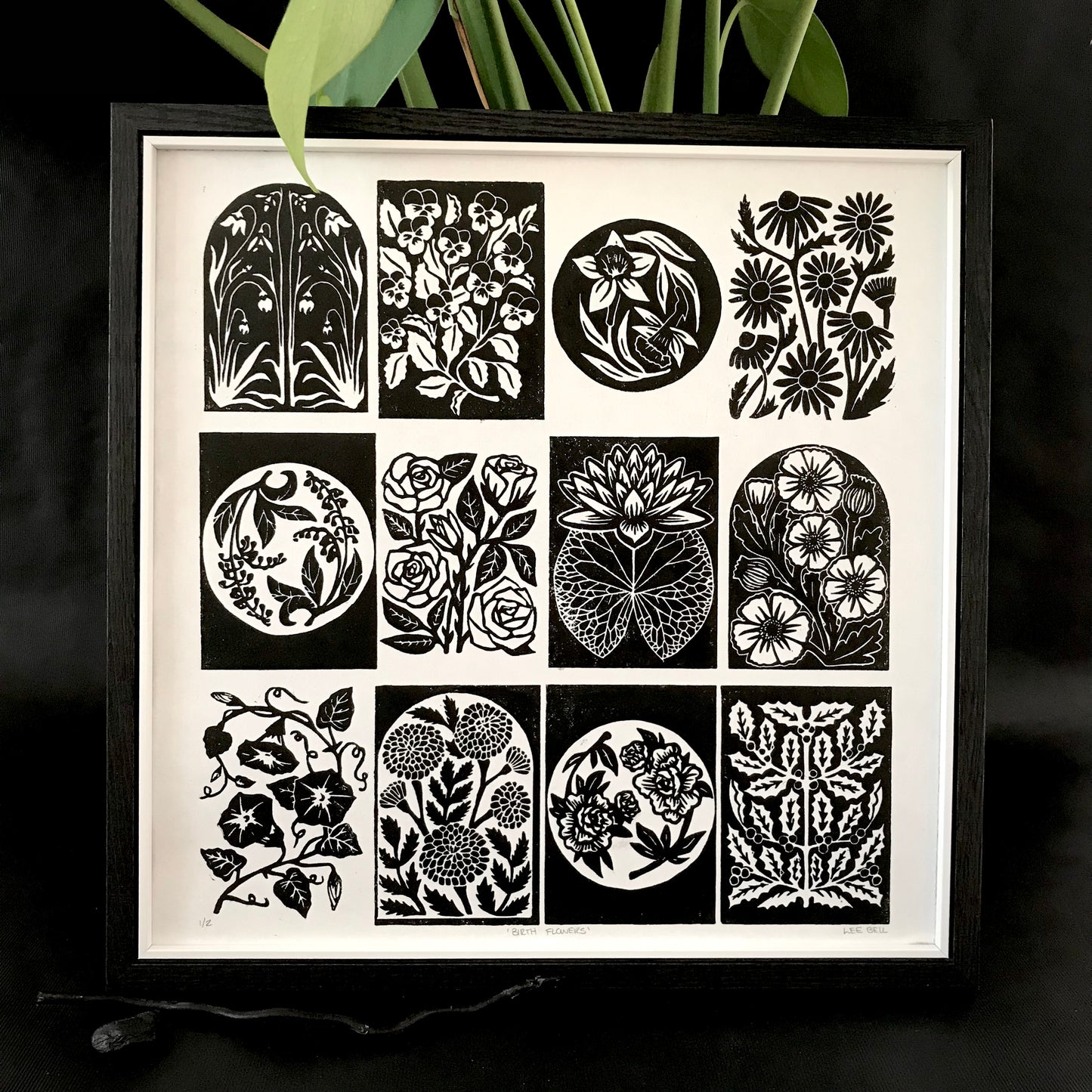 Original Handprinted ‘Birth Flowers’ Lino Prints