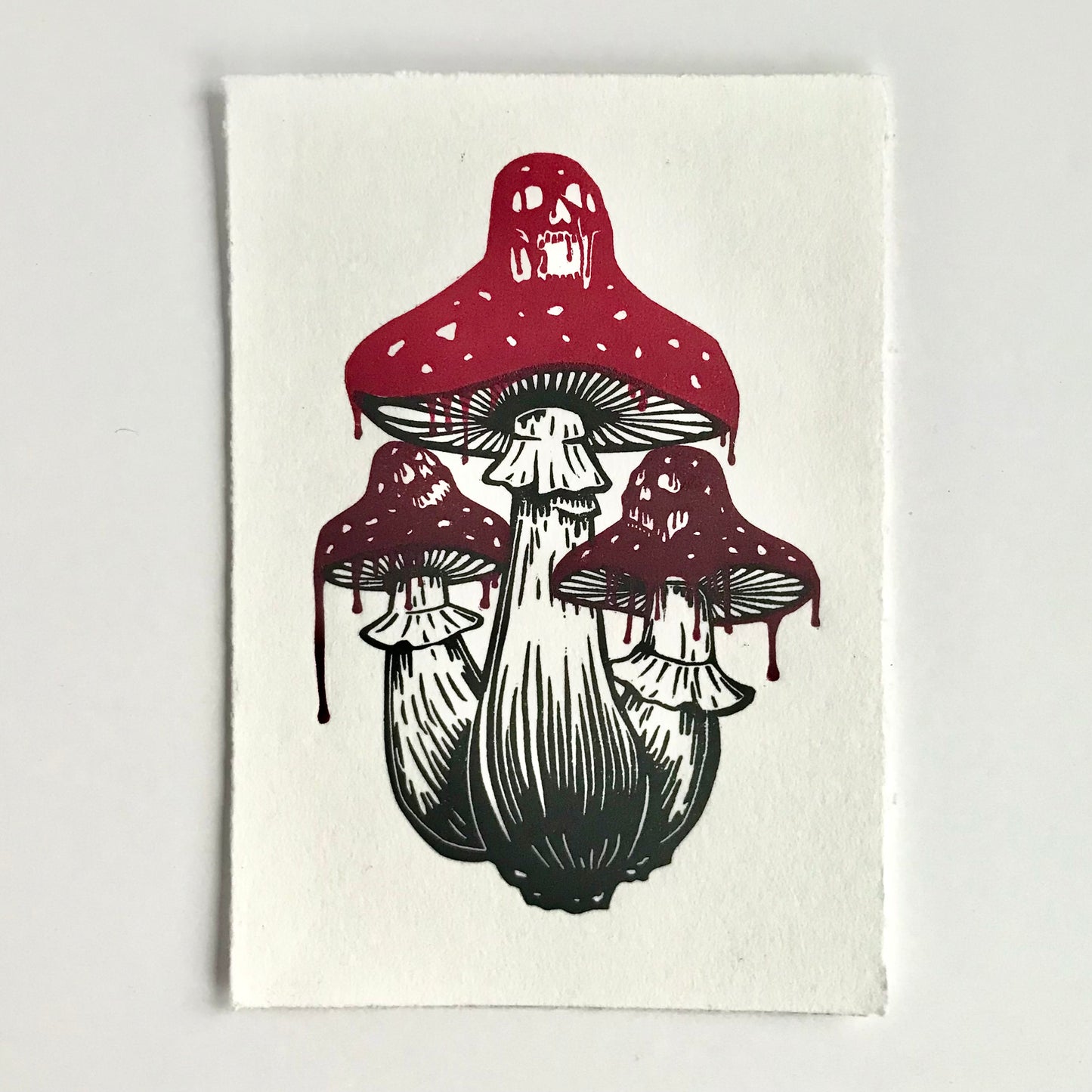 Original Handprinted ‘Shrooms’ Lino Print