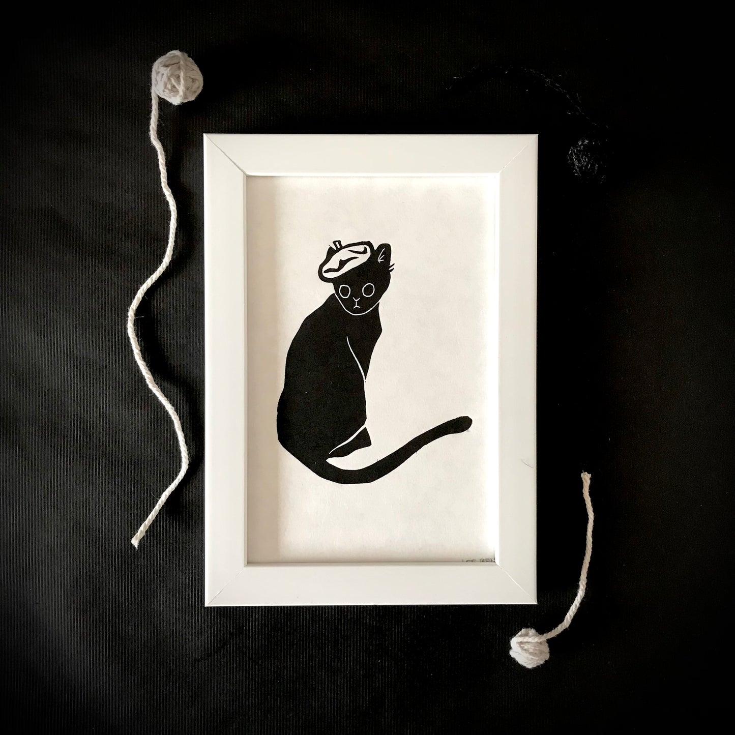 Original Handprinted ‘Cats In Hats’ Lino Art Prints
