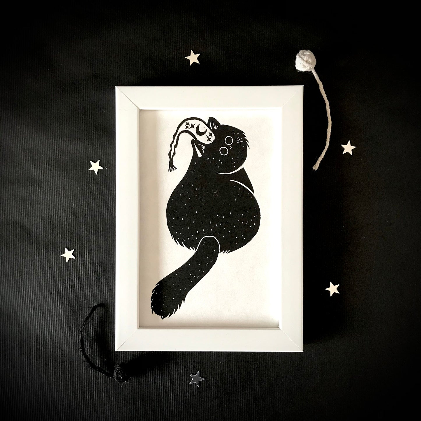 Original Handprinted ‘Cats In Hats’ Lino Art Prints