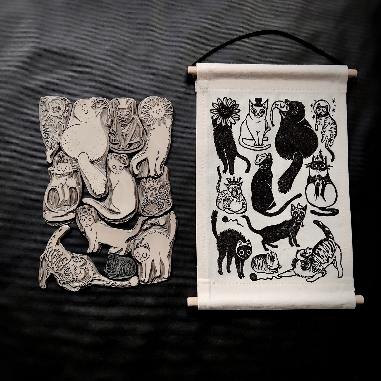 Fabric Wall Hanging Banner - Cats In Hats