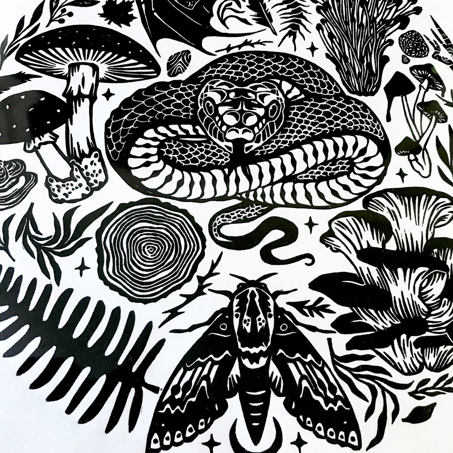 An Original 'Woodland' Hand-Printed Lino Print - 30x30cm