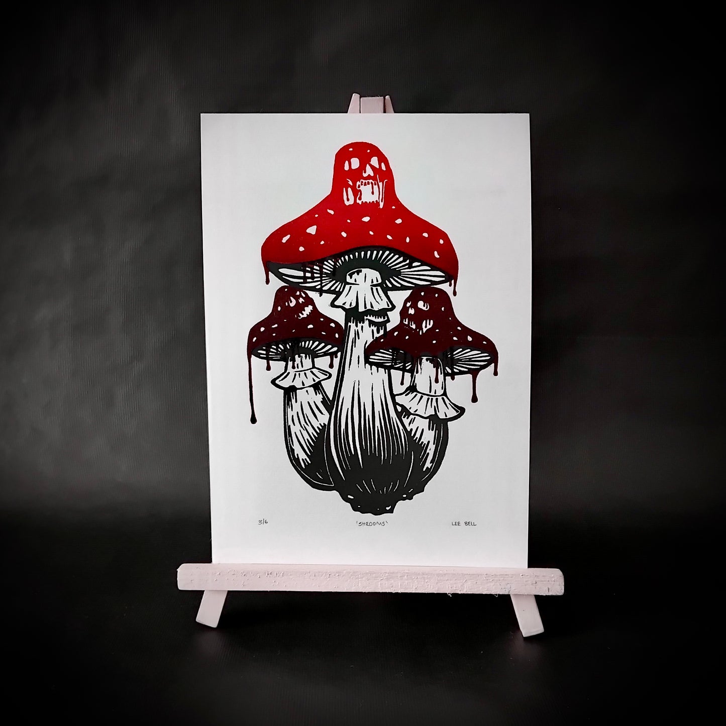Original Handprinted ‘Shrooms’ Lino Print