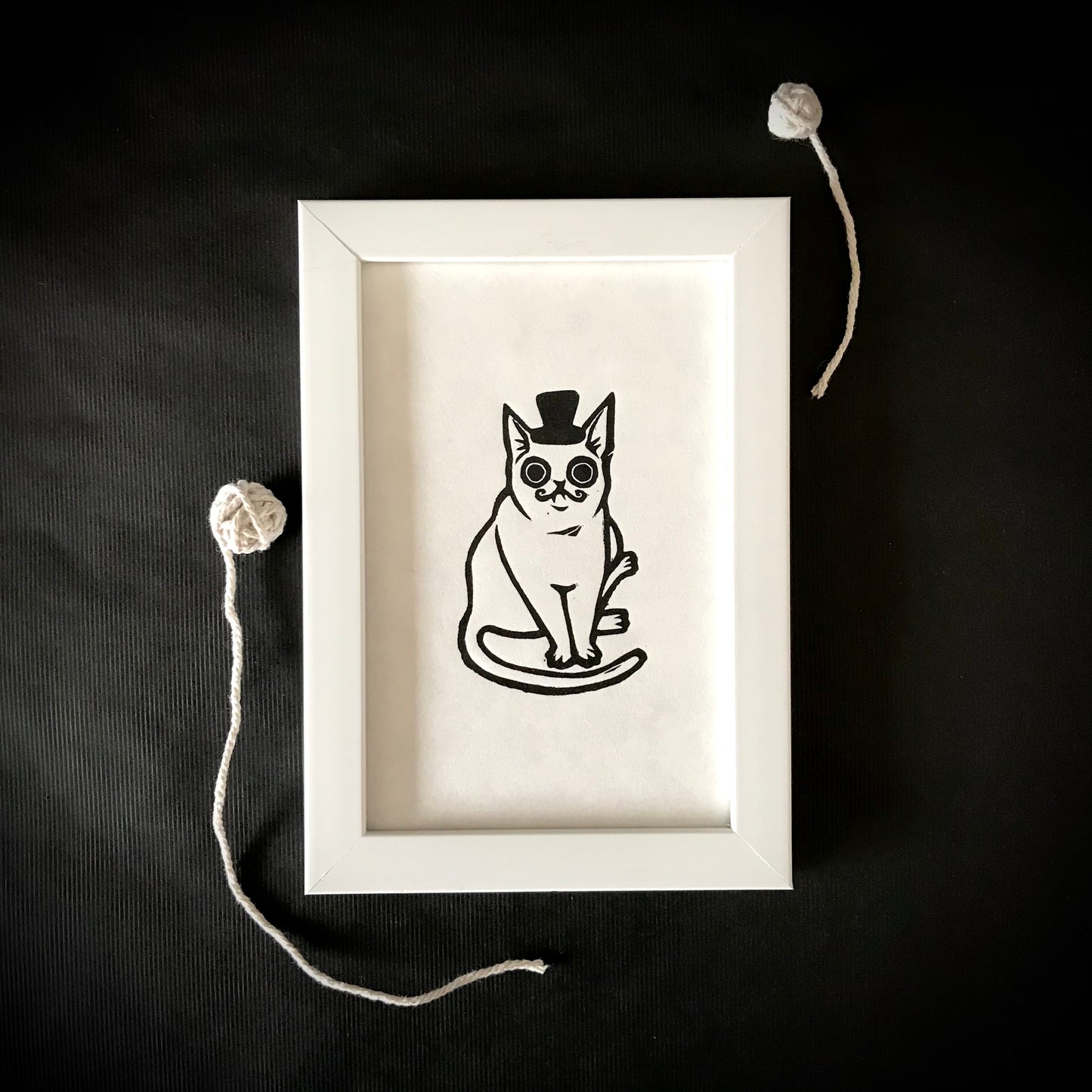 Original Handprinted ‘Cats In Hats’ Lino Art Prints