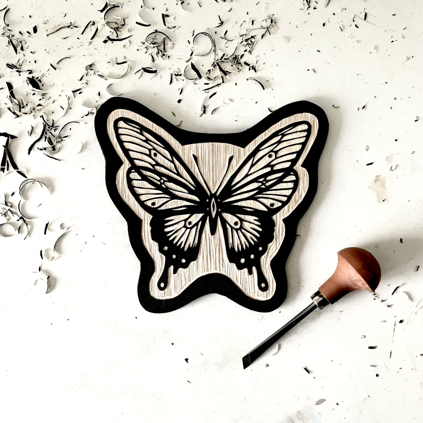 Handcrafted Woodcut Wall Hanging - Swallowtail Butterfly