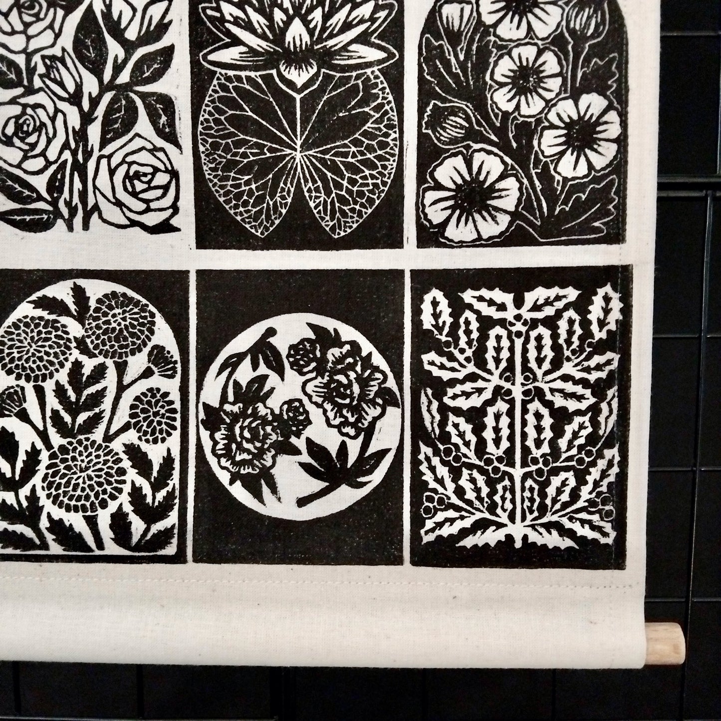 Original Handmade X12 Birth Flower Black Lino Wall Art Print