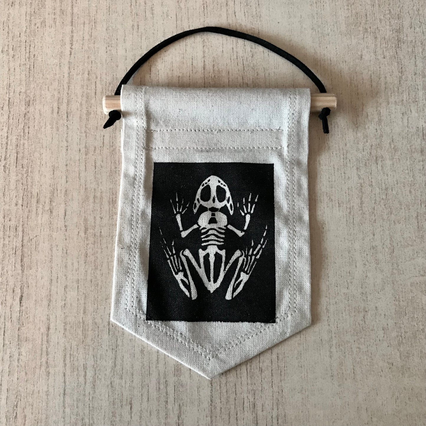 Fabric Wall Hanging Banner - Frog Skeleton