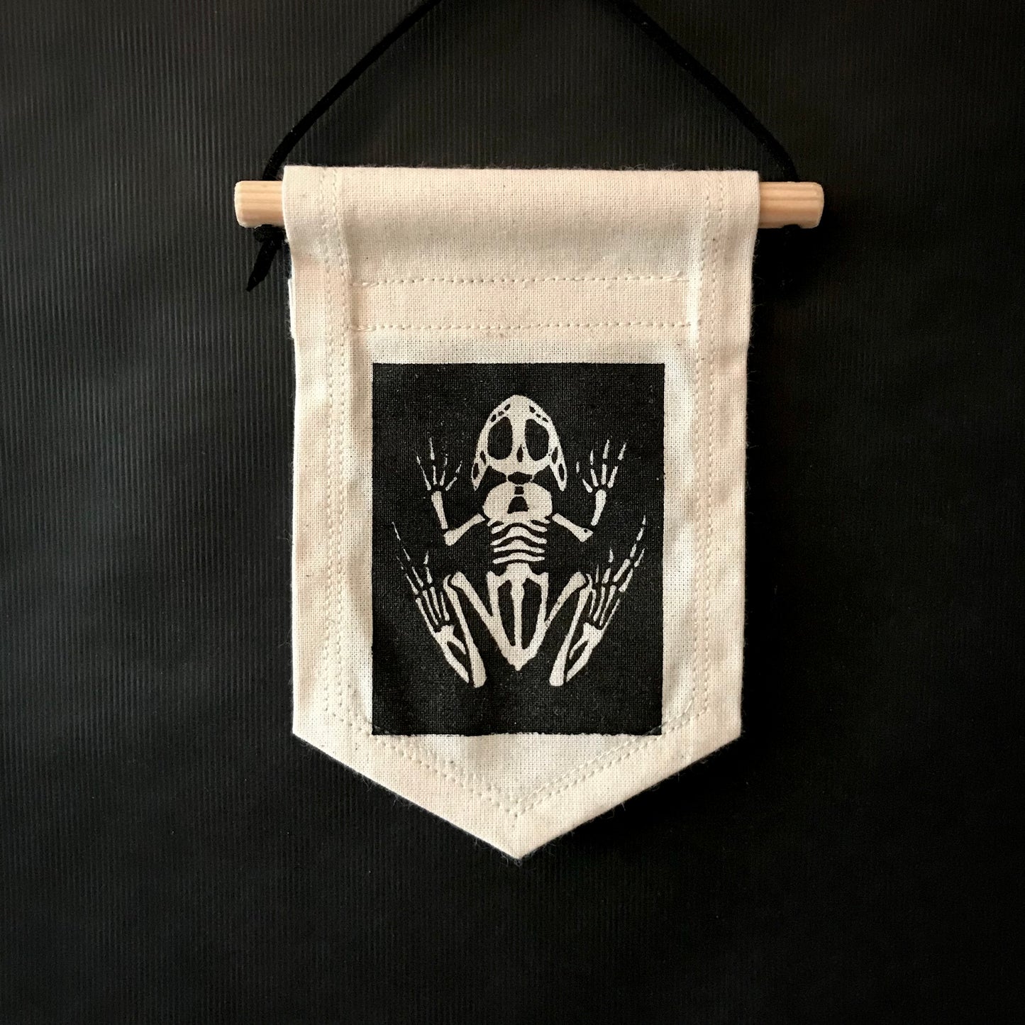 Fabric Wall Hanging Banner - Frog Skeleton