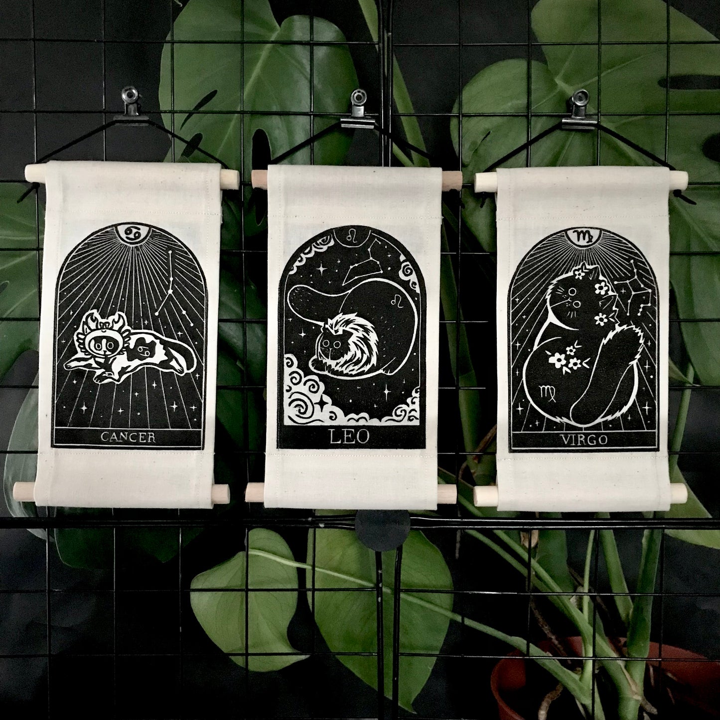 Zodicats – Handprinted Zodiac Cat Wall Hangings