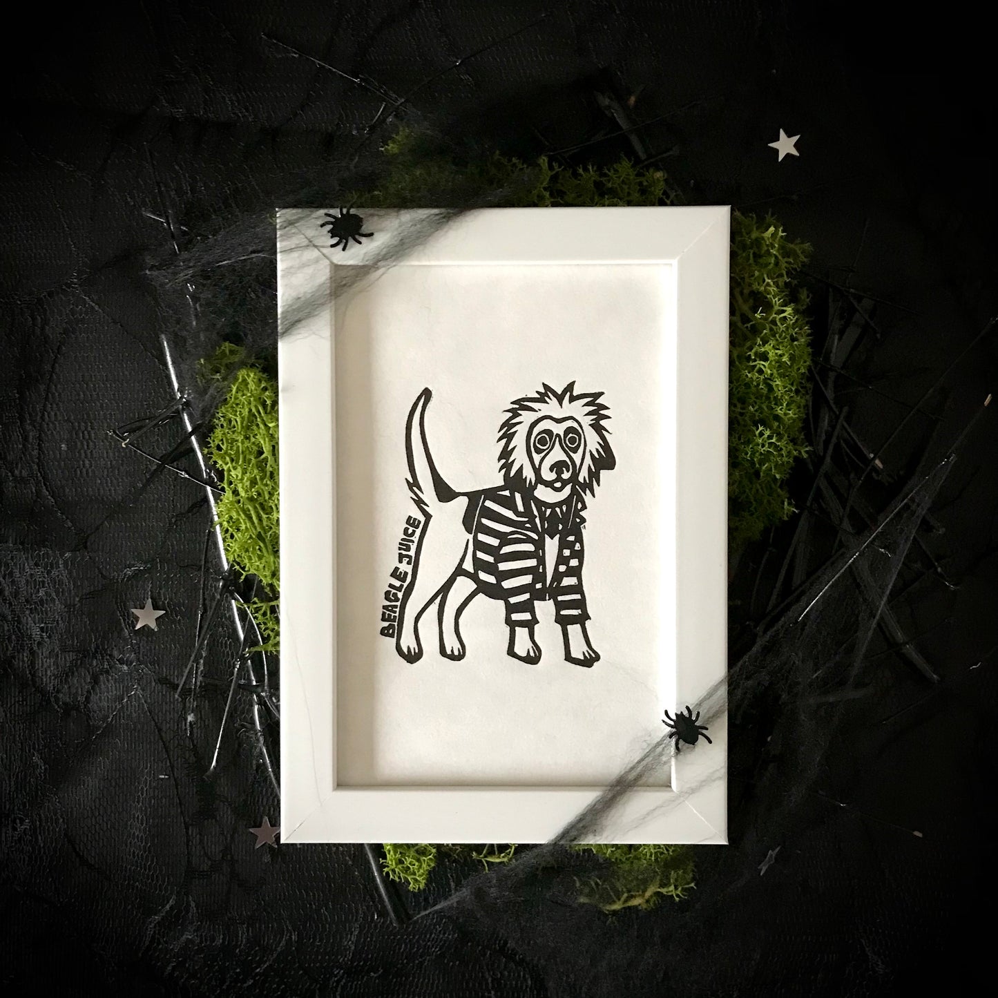 Original Handprinted ‘Doggy Dress Up’ Lino Prints