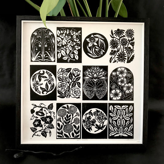 Original Handprinted ‘Birth Flowers’ Lino Prints
