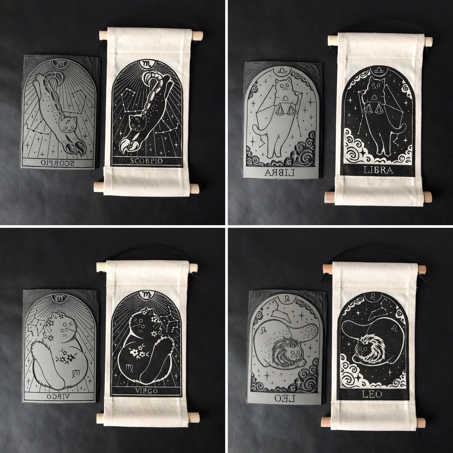 Zodicats – Handprinted Zodiac Cat Wall Hangings
