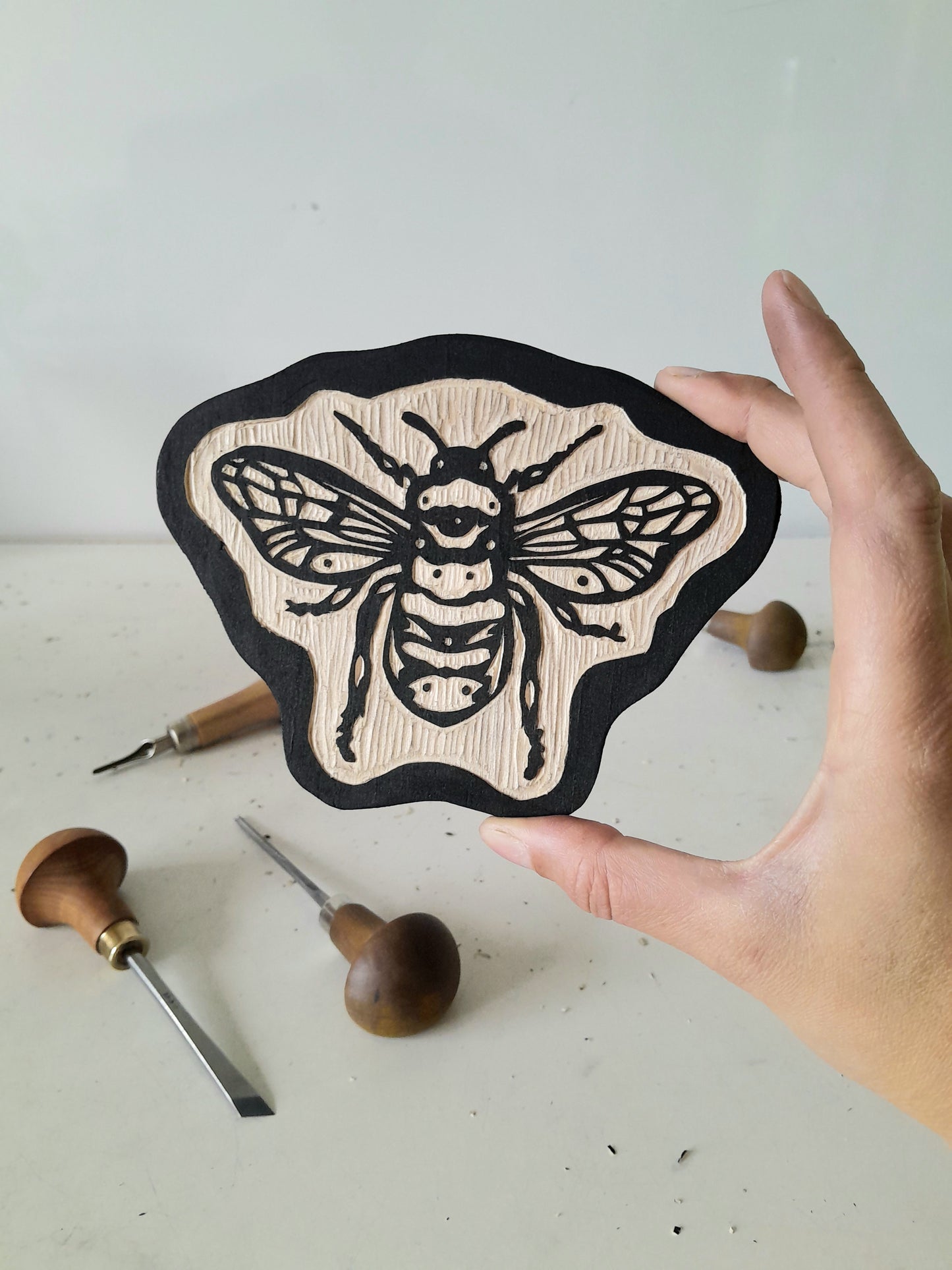 Handcrafted Woodcut Wall Hanging Collection - Bee