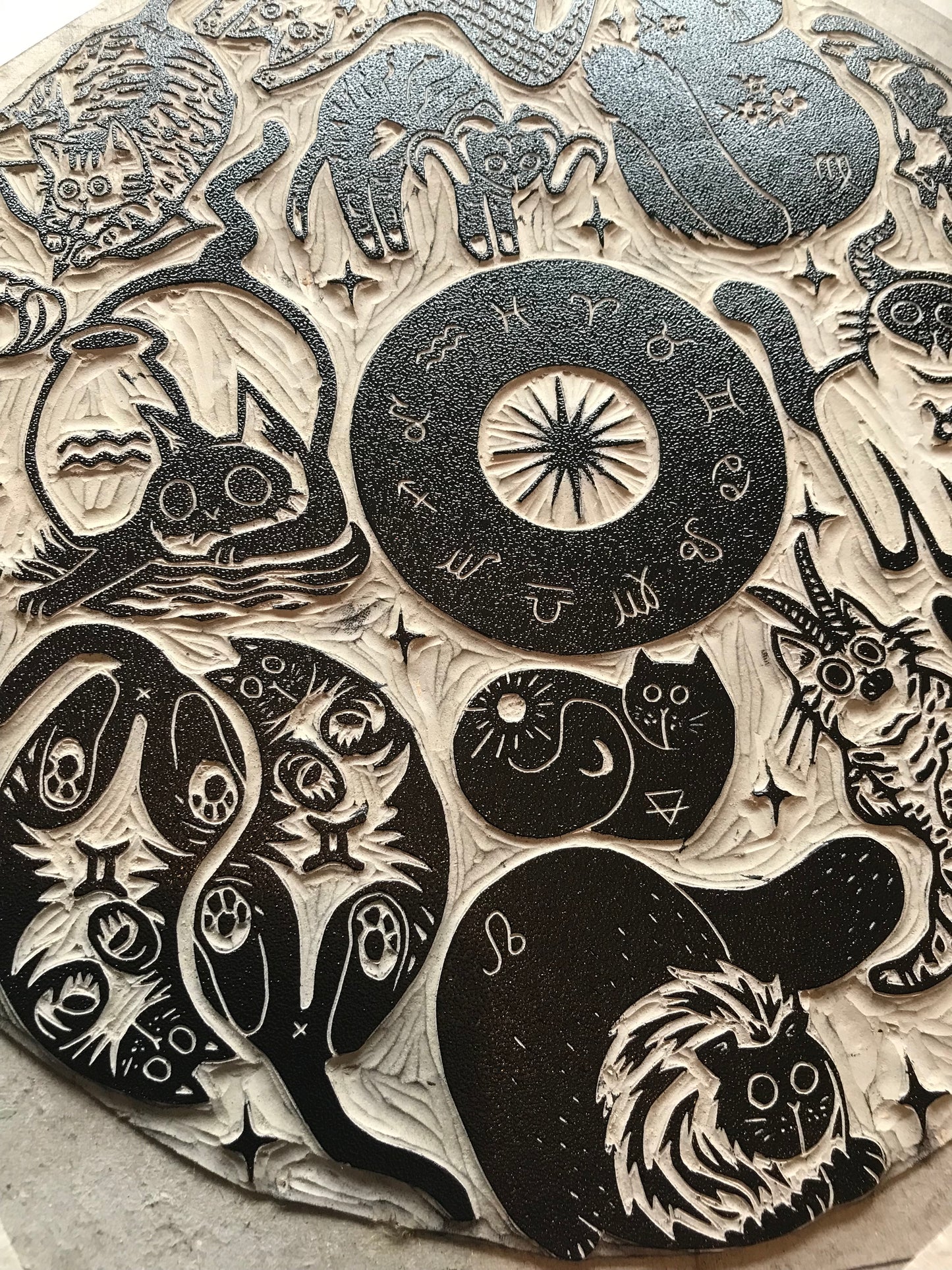 ZODIAC-INSPIRED FELINE ART - HANDCRAFTED FABRIC WALL HANGING