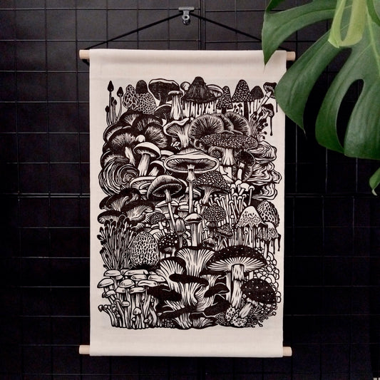 Mushroom Botanical Fabric Wall Hanging Banner