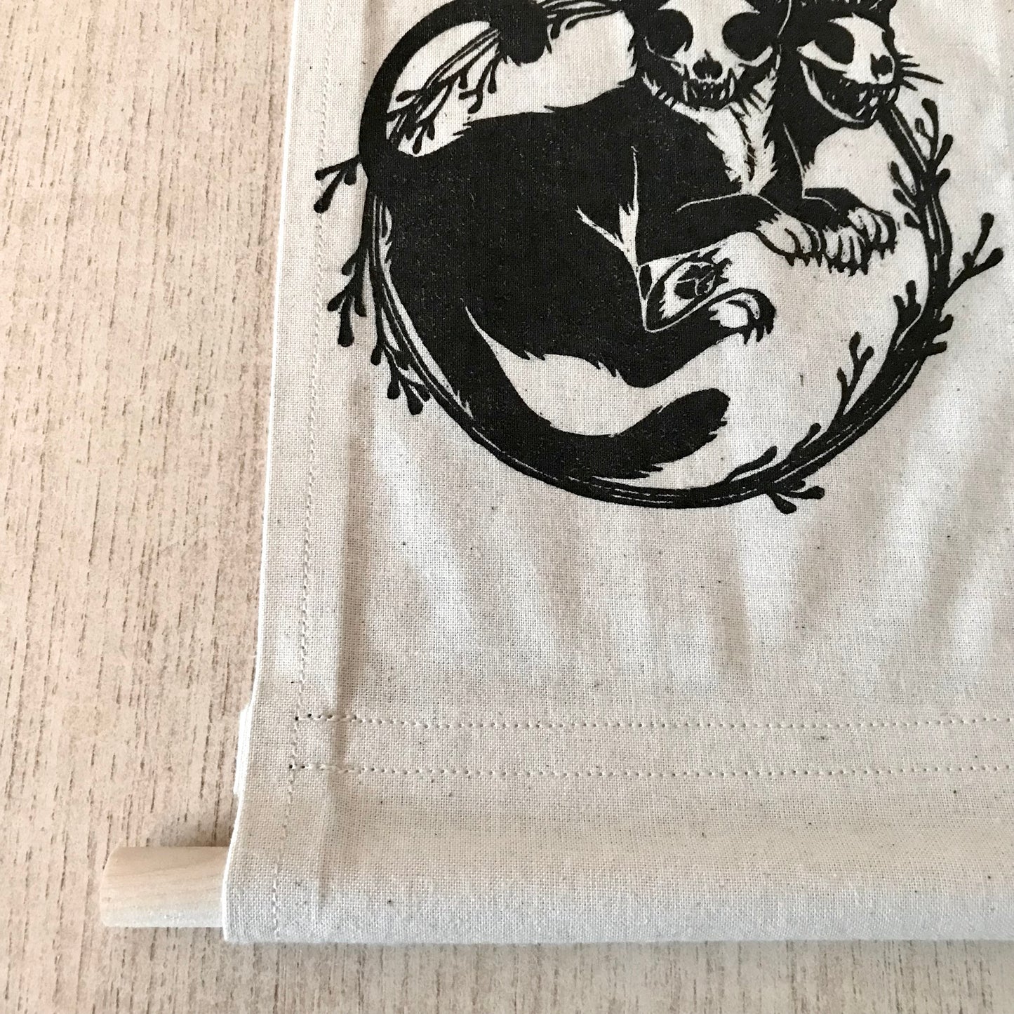 Fabric Wall Hanging Banner - Two-Headed Skull Cats