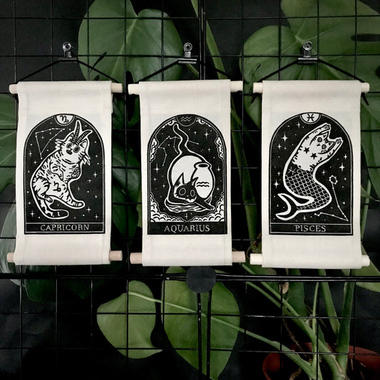 Zodicats – Handprinted Zodiac Cat Wall Hangings