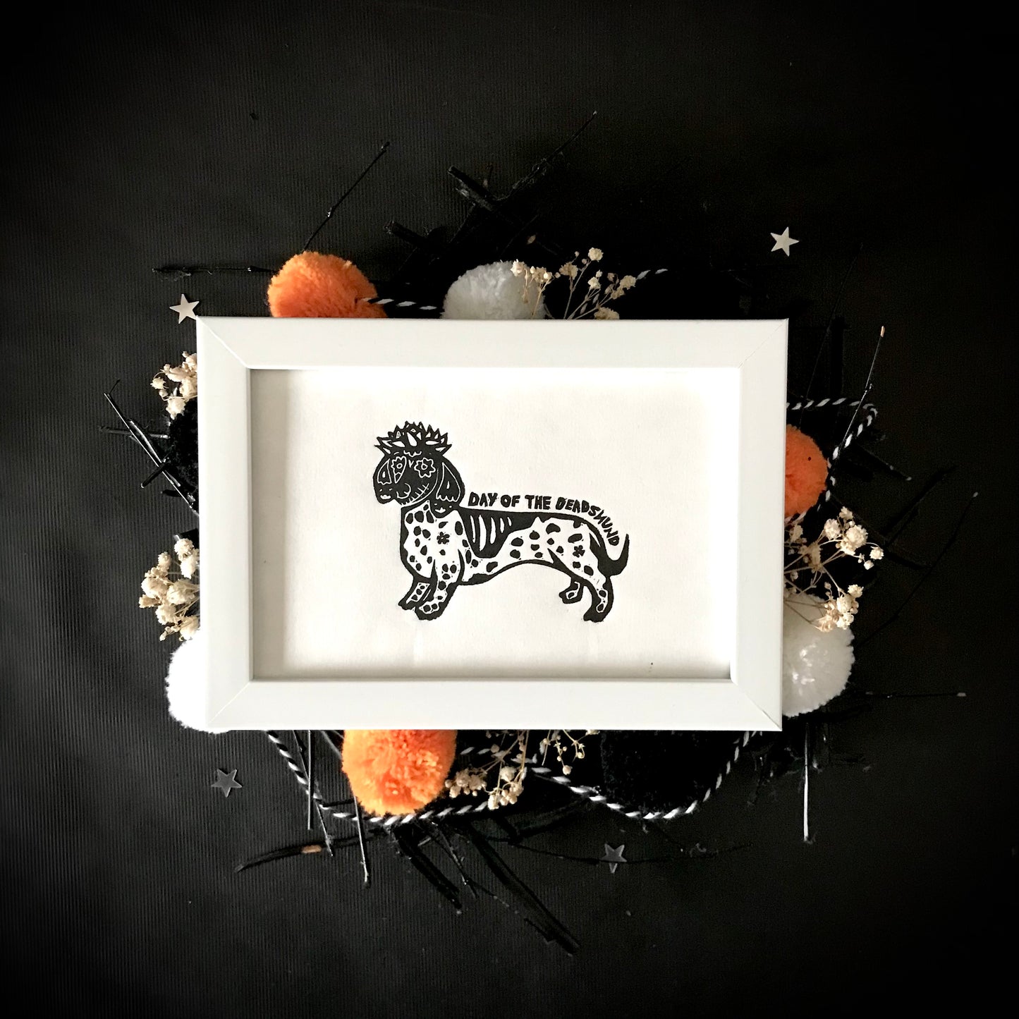Original Handprinted ‘Doggy Dress Up’ Lino Prints