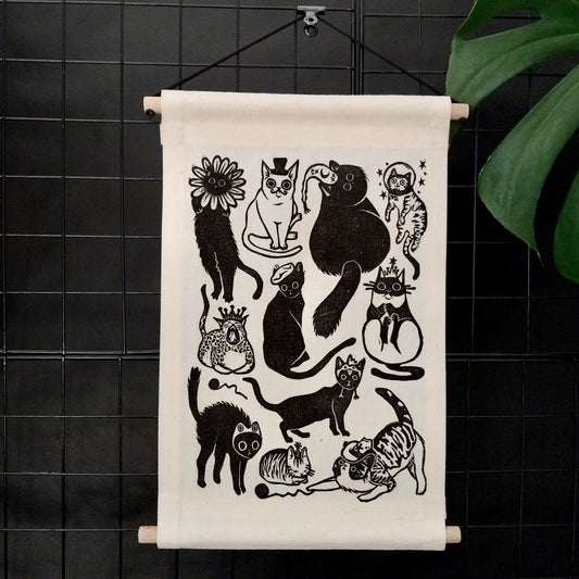 Fabric Wall Hanging Banner - Cats In Hats