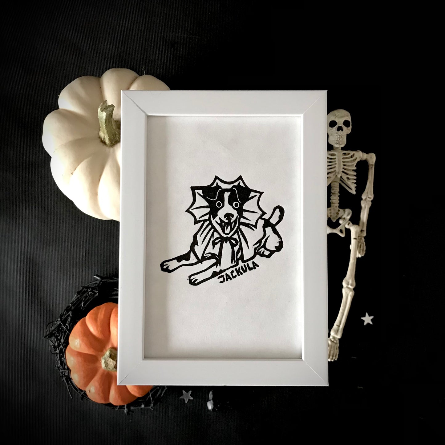 Original Handprinted ‘Doggy Dress Up’ Lino Prints