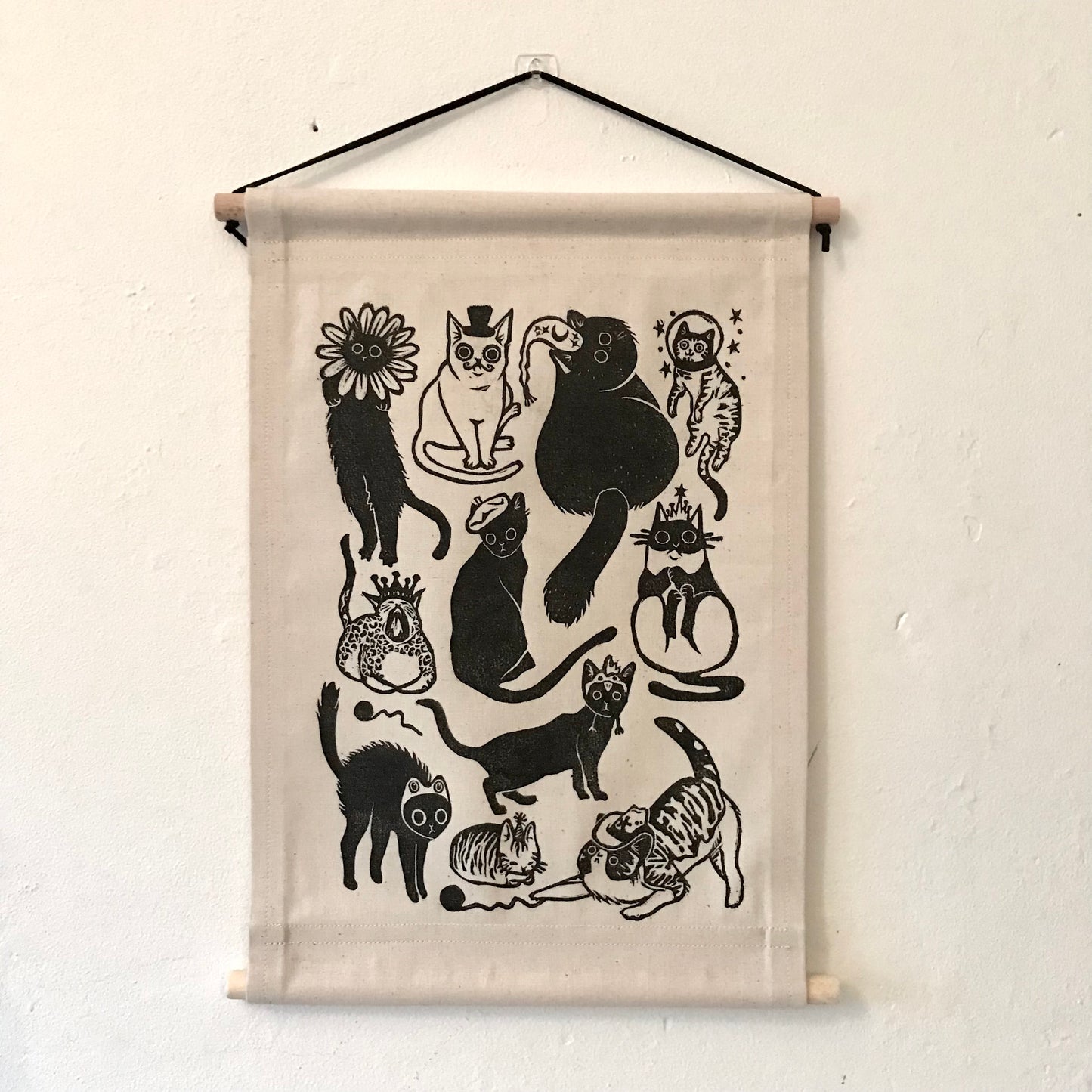 Fabric Wall Hanging Banner - Cats In Hats